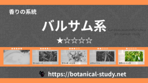 バルサム(樹脂系)内分類：香りの強さ１｜アロマ精油一覧のアイキャッチ画像