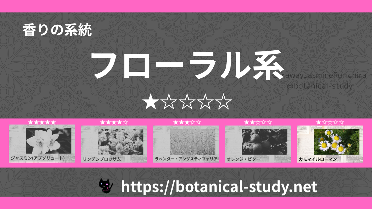 フローラル(花系) 内分類：香りの強さ１｜アロマ精油一覧のアイキャッチ画像